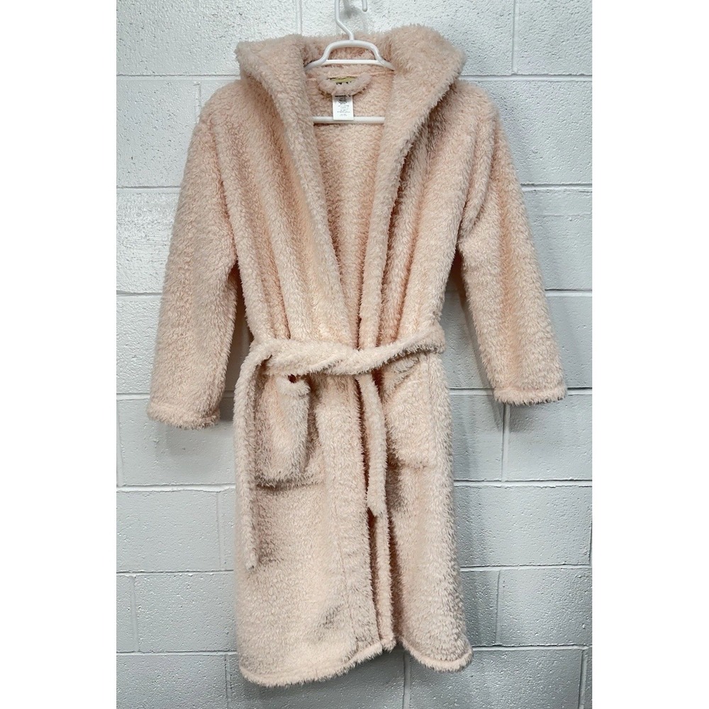 Pottery Barn Teen Sherpa Robe Pink Hooded Belted / Women's Medium Large